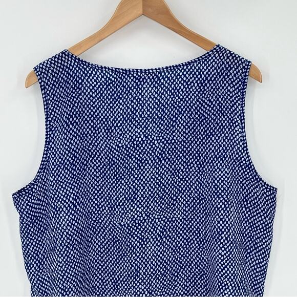 Chico’s blouse women's XL blue white polka dot button front tank sleeveless top - Picture 4 of 10